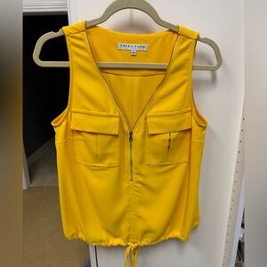 Trina Turk Vibrant Yellow Zip-Front Blouse